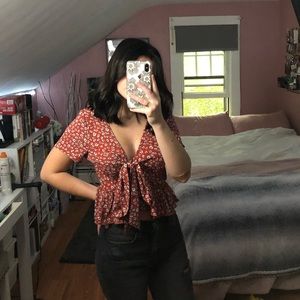 (Sold Elsewhere) SHEIN Floral Tie Top with Ruffles!